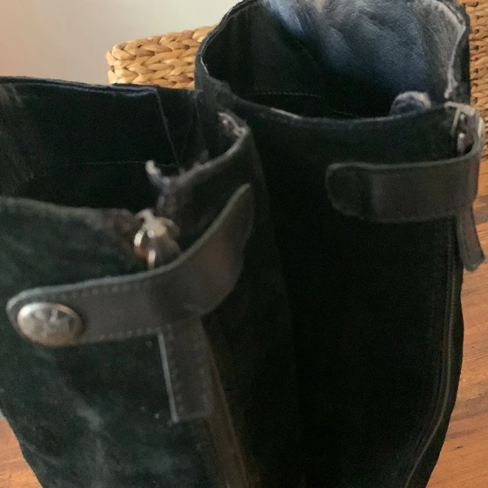 Sam Edelman Pembrooke Black Suede & Leather Knee-High Riding Boots Sz 8.5